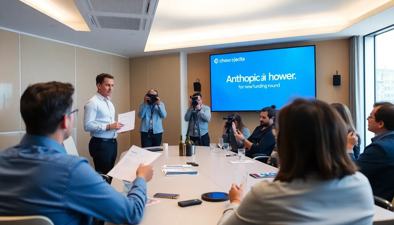 A bustling Silicon Valley scene with tech professionals collaborating, reflecting the dynamic environment of AI advancements and investment opportunities