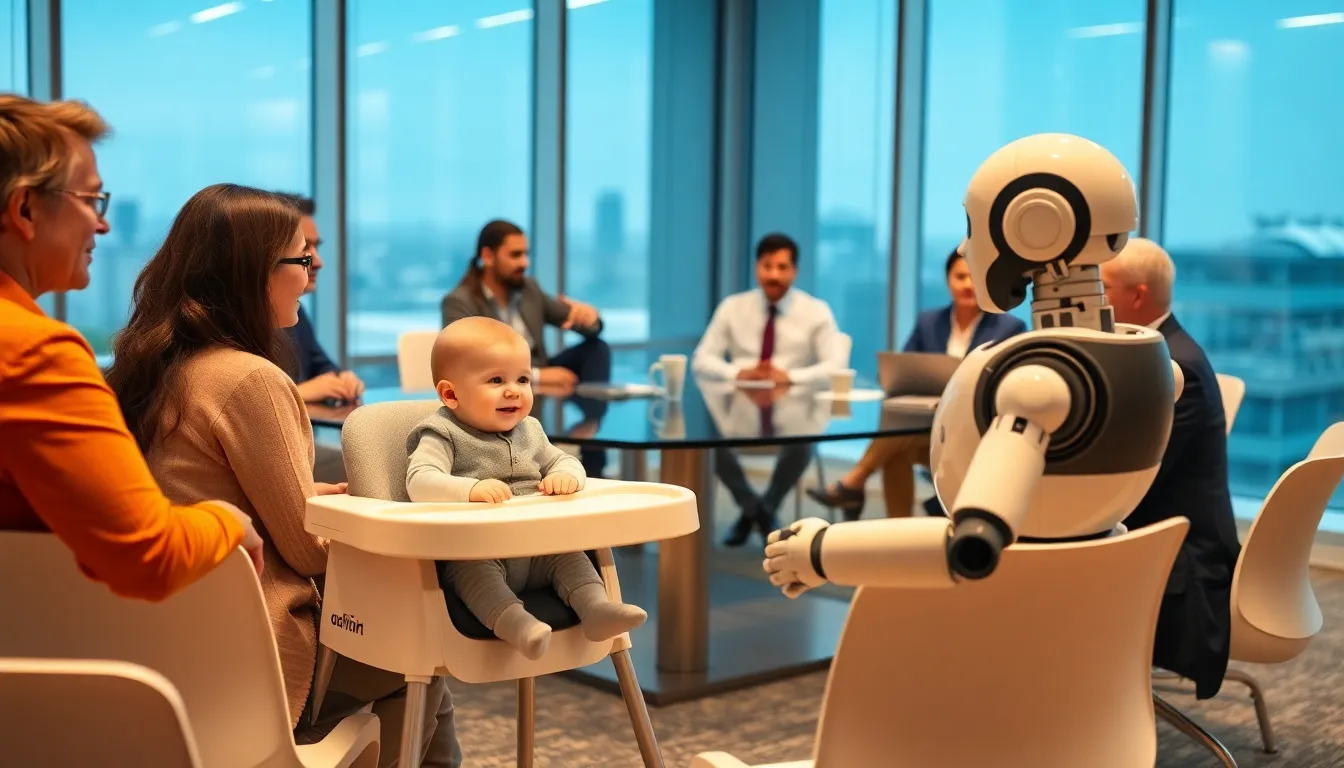 A family in a modern home equipped with smart technology, demonstrating how innovations can help monitor environmental conditions for the safety of young children
