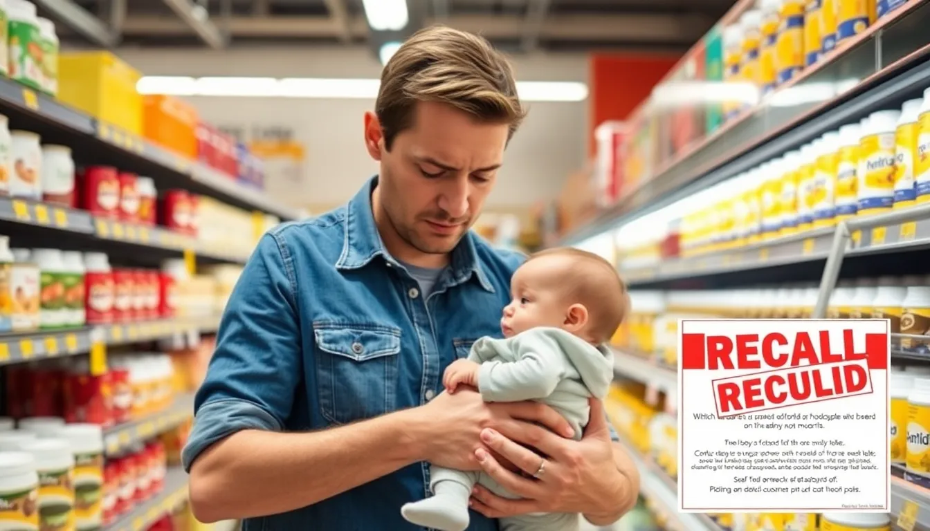 Parents anxiously check their baby formula supplies at a grocery store following recent recalls due to toxin contamination fears.