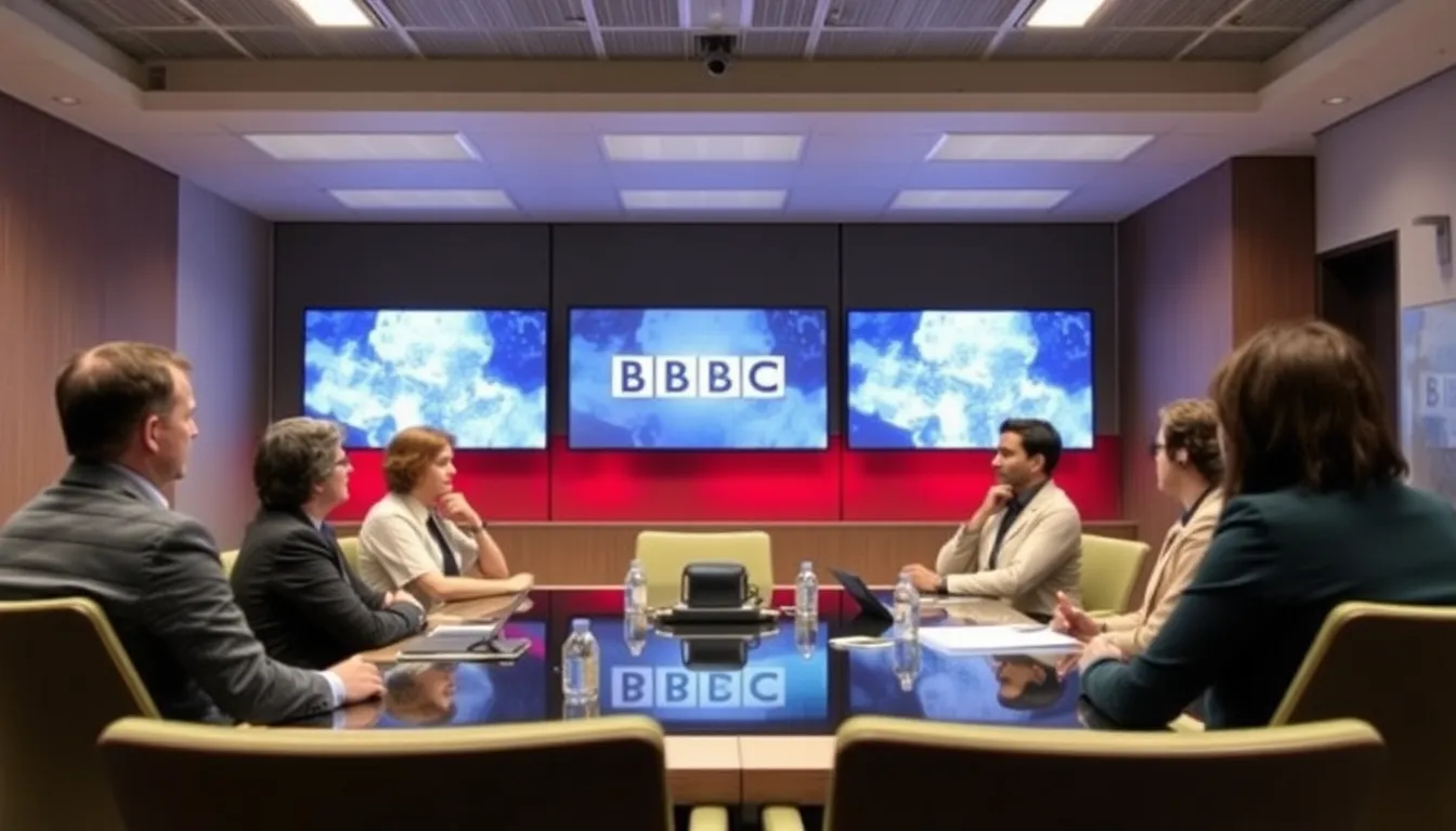 A scientist discusses the latest findings on carbon capture technologies during a live broadcast of BBC Inside Science, with charts and data displayed in the background.
