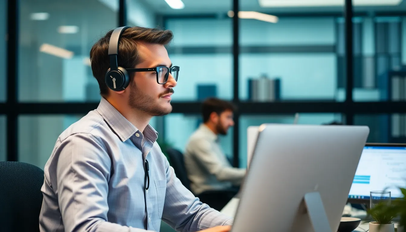 A group of professionals participates in a guided meditation session in a modern office space, emphasizing the integration of wellness practices into workplace culture.