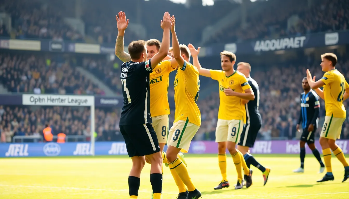 Bodø/Glimt players celebrate on the field after their 31 victory over Inter Milan, marking a historic upset in the UEFA Champions League.