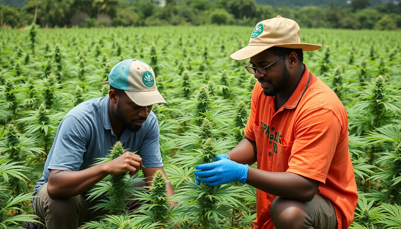 A group of Caribbean cannabis farmers discusses cultivation techniques and market strategies during a workshop aimed at enhancing local sales and export opportunities.