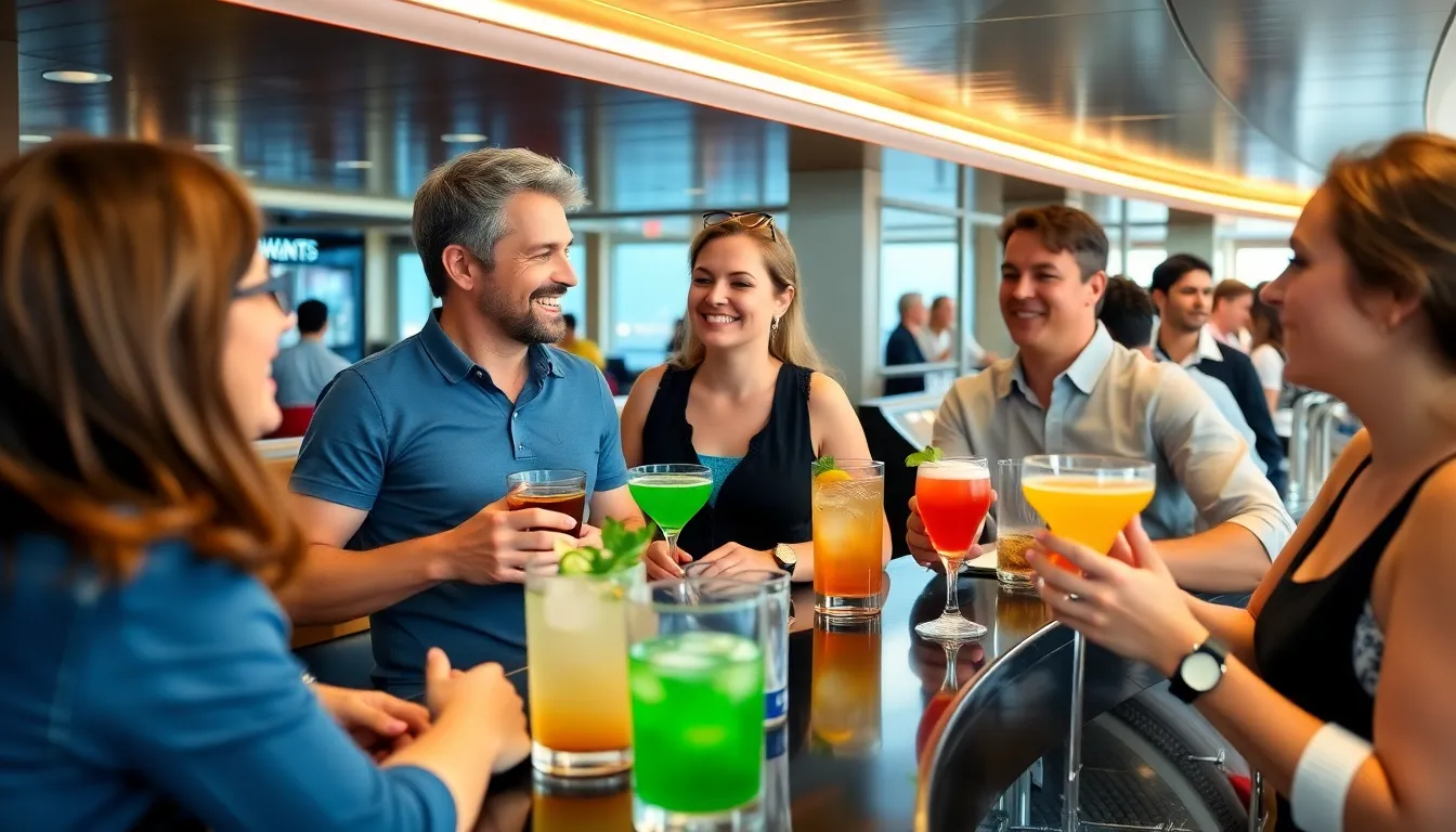Guests savoring a selection of fine wines at a cruise ship wine tasting event, highlighting the emphasis on quality in beverage offerings