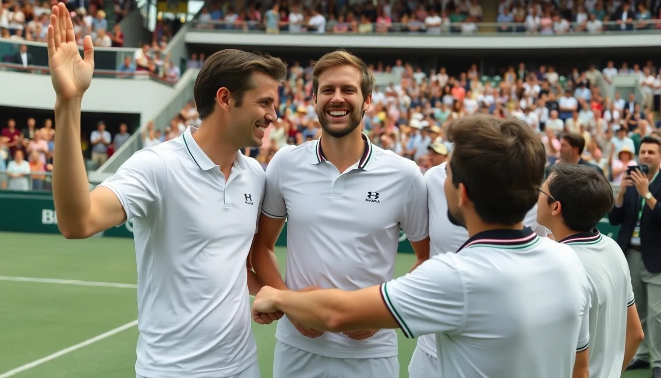A jubilant crowd at the Davis Cup match, reflecting the excitement and national pride surrounding Draper's return to competitive tennis