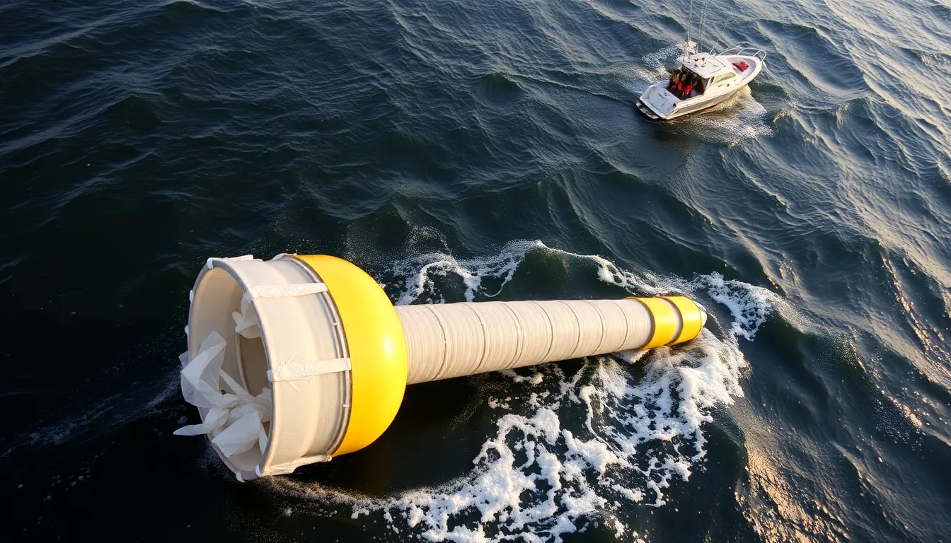 Buoyant tubes designed to harness wave energy are being tested off the coast of California as part of a pilot project aimed at exploring innovative solutions for ocean energy technology.