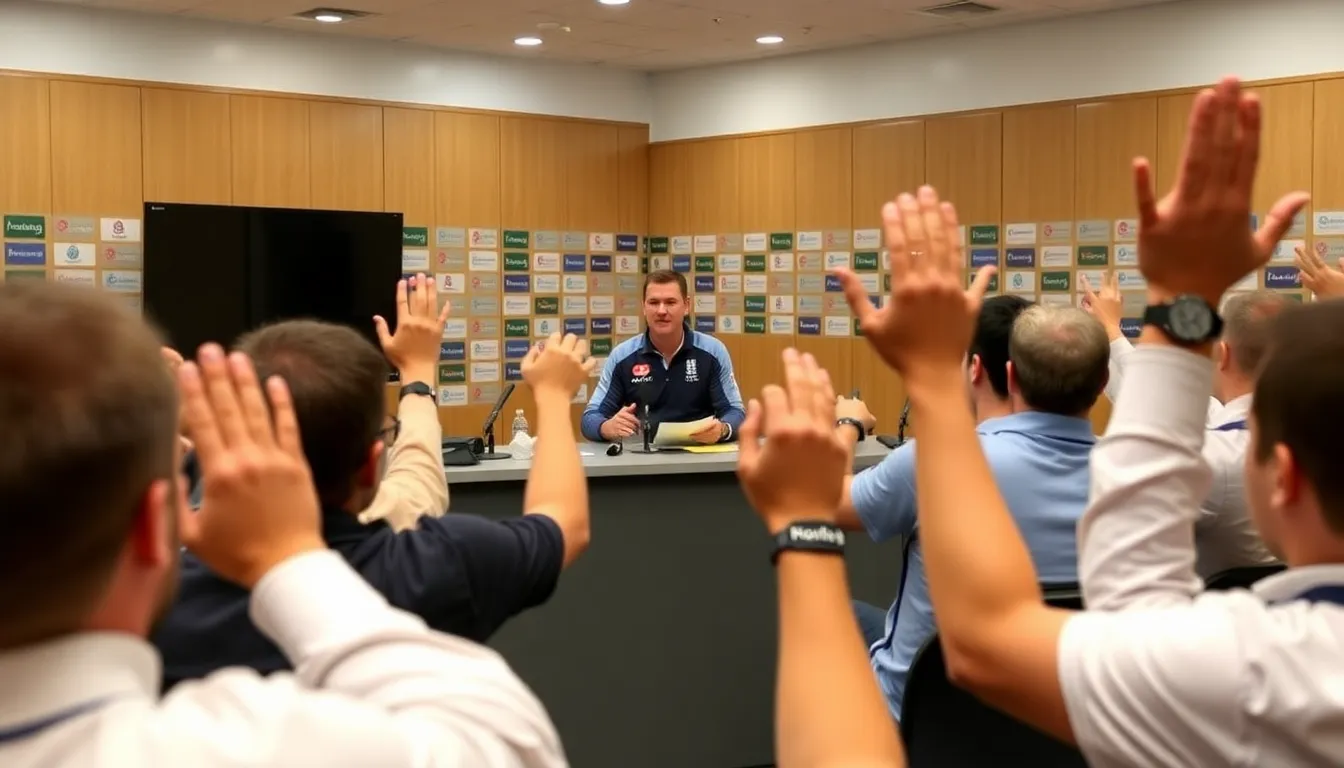 Fans expressing mixed emotions in the stands as the announcement of the T20 World Cup squad is revealed, highlighting the debate over Joe Root's omission
