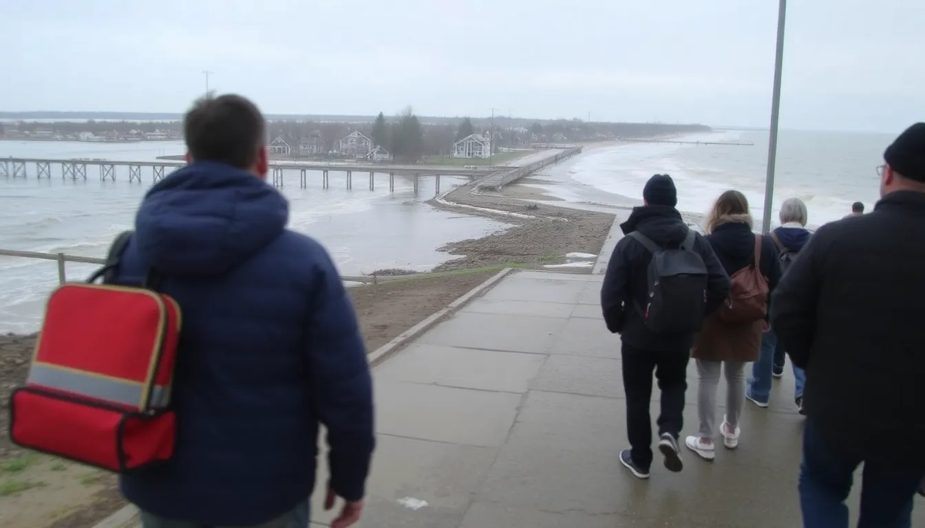 A local community meeting takes place, where residents discuss strategies for flood mitigation and resilience in response to increasing storm surges threatening their homes