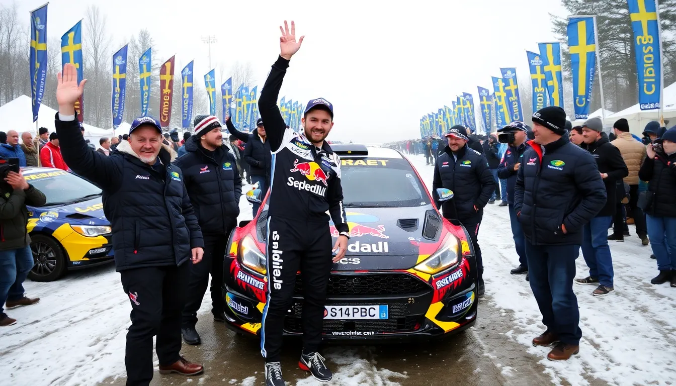 WRCのポイントランキングで首位に立ったエバンス選手が、次のレースに向けて意気込んでいる姿
