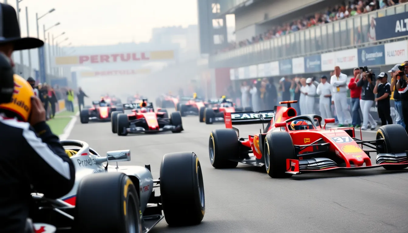F1ドライバーたちがエネルギー管理の新しいルールについて議論し、レース中のアクセル操作に対する懸念を表明しているシーン。