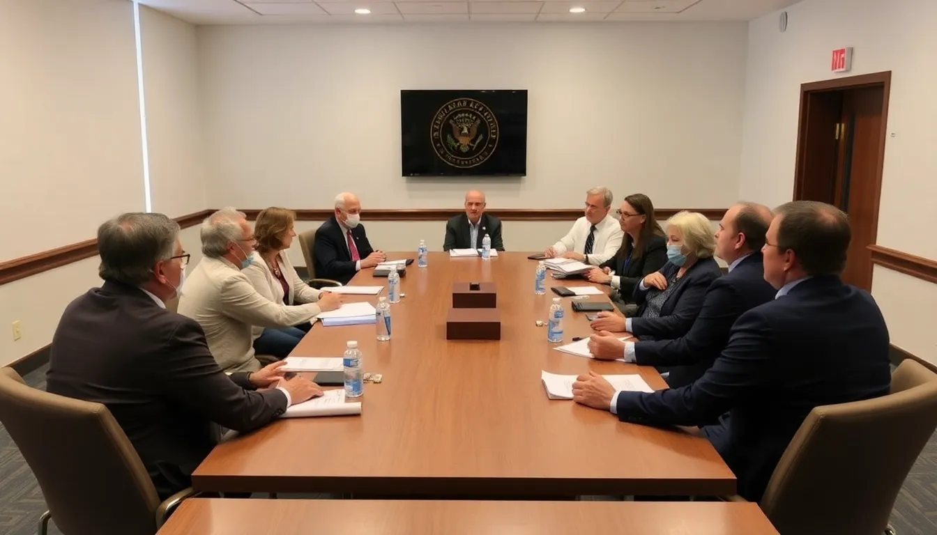 Federal vaccine advisers gather around a conference table, reviewing data on Covid19 vaccine effectiveness as discussions about new variants and booster doses unfold.