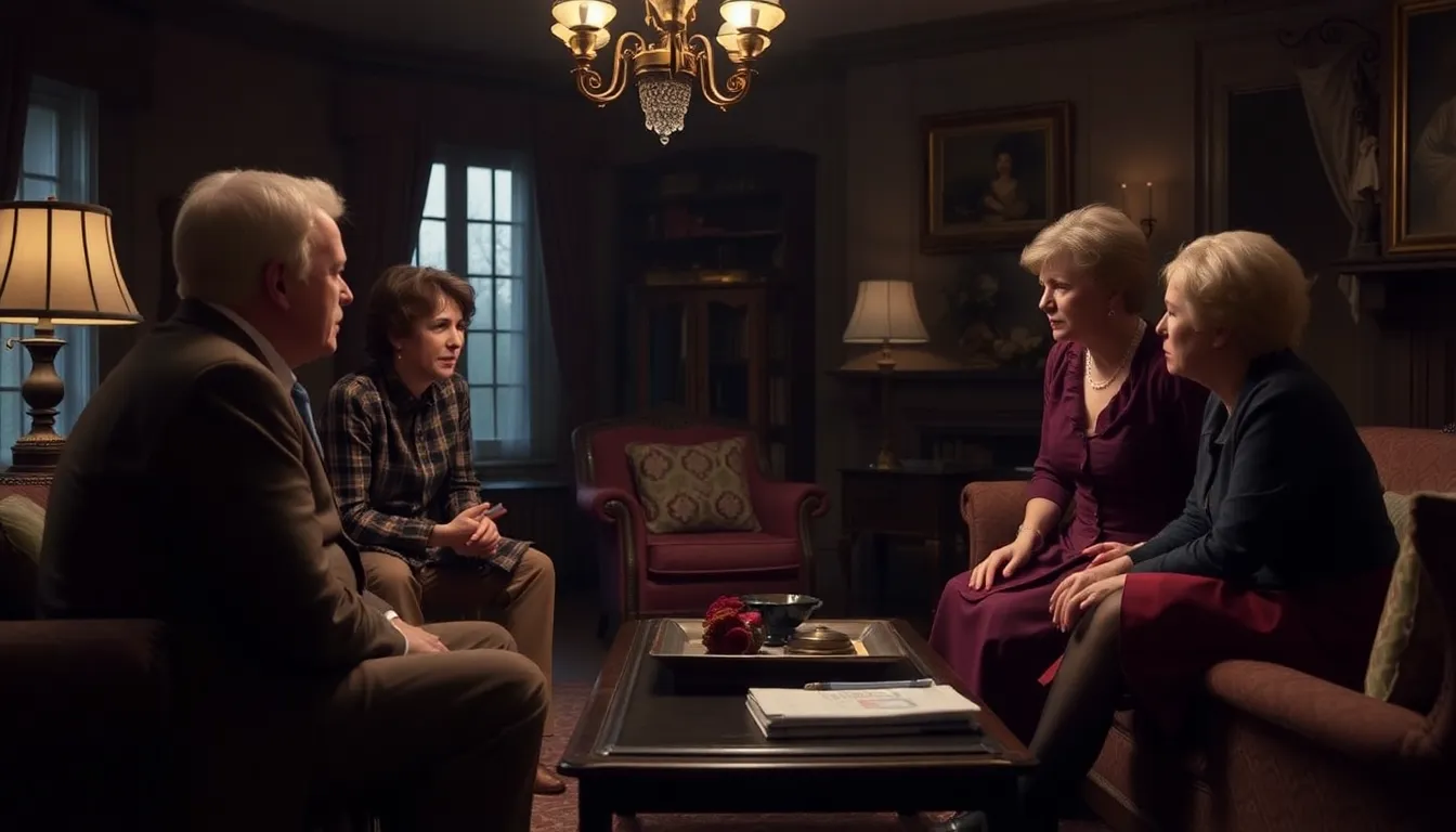 A tense scene unfolds as two characters confront each other in a rural setting, capturing the dramatic essence of The Archers' 75th anniversary celebration.