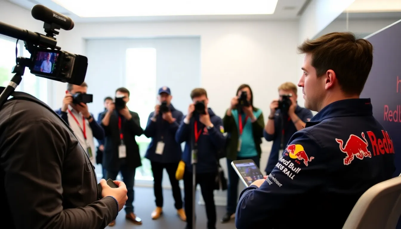 George Russell speaks to reporters in the paddock, acknowledging Red Bull's effective energy management after a recent race.