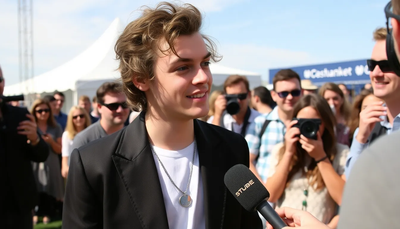 Harry Styles celebrates his No. 1 debut on the Singles Chart for his new single "Aperture" during a lively press event filled with fans and media.