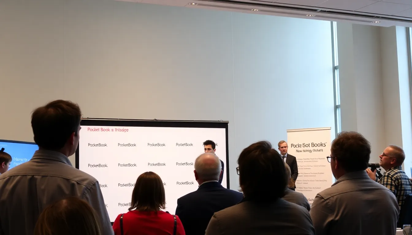 A group of authors and industry professionals gather at a press conference to discuss the impact of Pocket Books' closure on the publishing landscape.