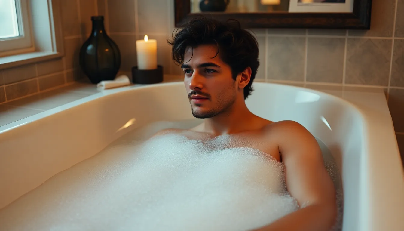 Jacob Elordi is seen in a relaxed setting, practicing his Northern accent while sitting in a bathtub, showcasing his unique approach to accent training for an upcoming role.