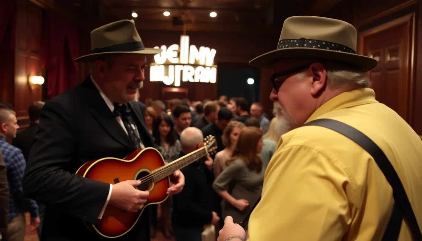 The iconic Grand Ole Opry stage is adorned with lights and decorations, setting the scene for a night of celebration and recognition of Jelly Roll's contributions to the music industry