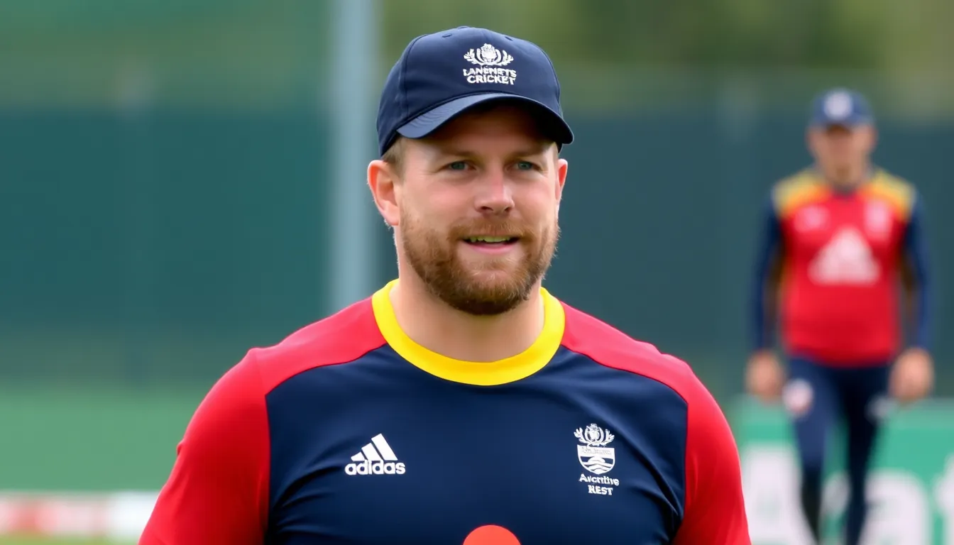 Meg Lanning, wearing a Lancashire jersey, smiles as she holds a cricket bat during a press conference announcing her signing for the T20 Blast.