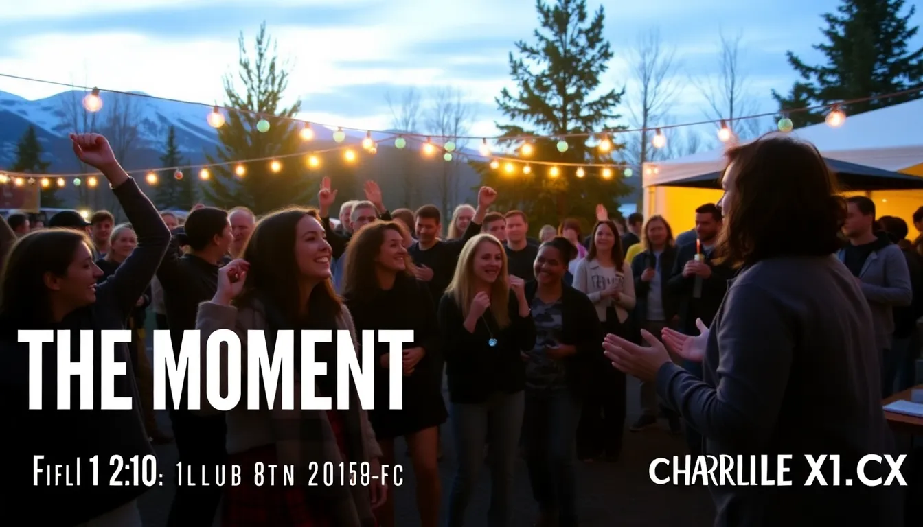 Charli XCX performs energetically on stage at a lively Sundance party, surrounded by an enthusiastic crowd celebrating the premiere of 'The Moment.'
