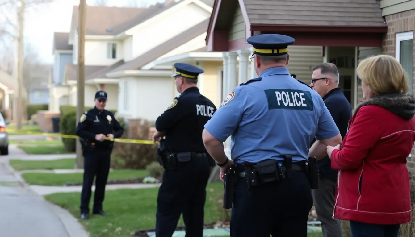 A community member observing the scene from a distance, reflecting the heightened curiosity and anxiety among residents regarding safety in their neighborhood