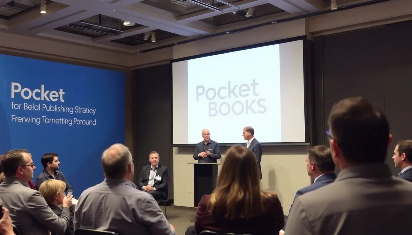 A group of authors engaged in a discussion about the future of their works, reflecting on the changing landscape of publishing and the impact of Pocket Books' closure