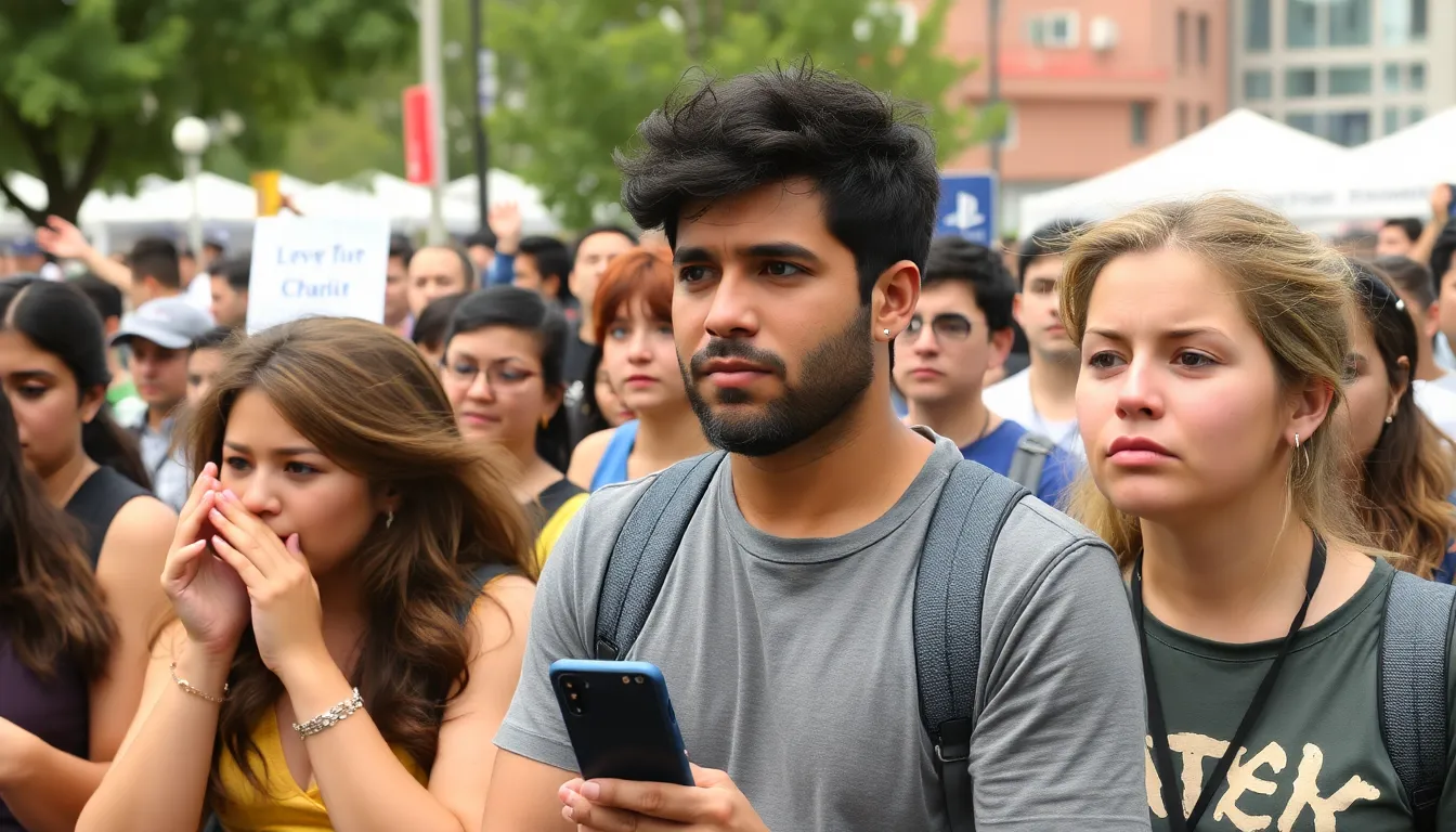 A group of disappointed fans gathers outside a gaming store, discussing the news that Wolverine will not be featured in the upcoming PlayStation State of Play event.