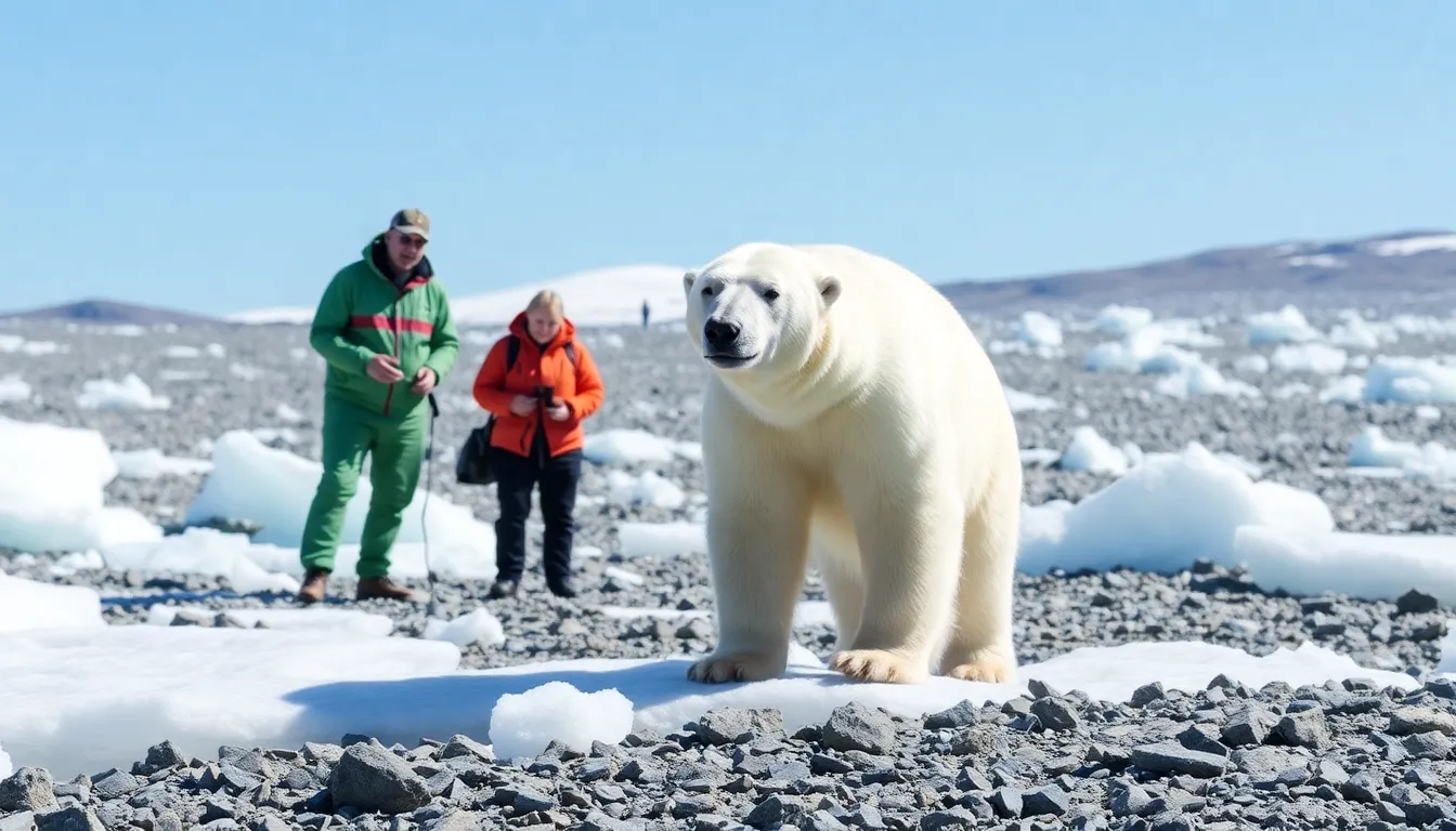 ノルウェーの自然環境の中で、肥満で健康的なホッキョクグマが獲物を捕らえるために動いている姿