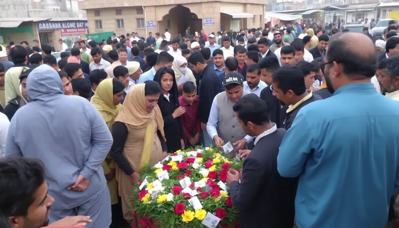 Local community members gather to mourn and support each other following the loss of over 30 lives in the attack