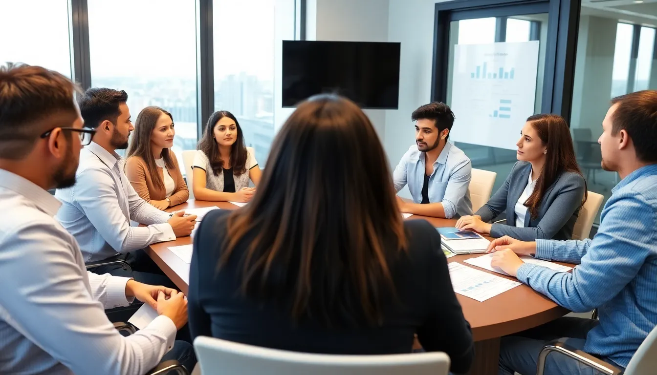 A group of healthcare professionals discusses the implications of drug company advertising during a conference, with charts and statistics displayed on a screen behind them.