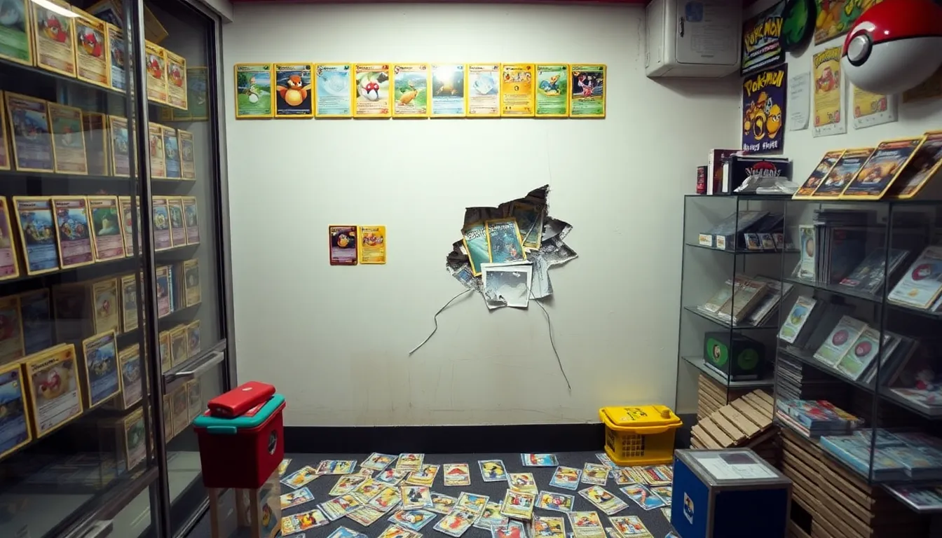 A concerned collector contemplating the security of their investments in Pokémon cards amidst rising incidents of theft in the collectibles community