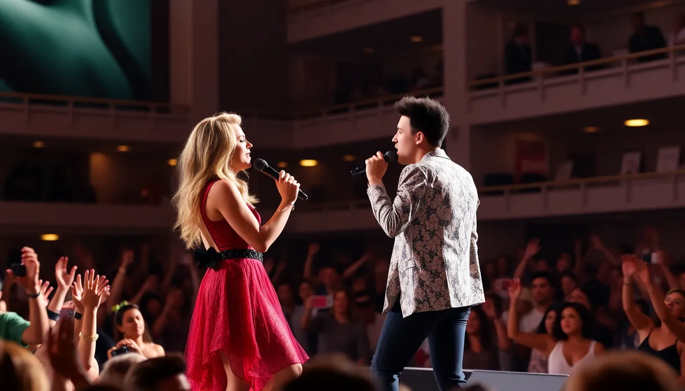 Fans cheer enthusiastically as Rosé and Bruno Mars deliver a dynamic and unforgettable performance, setting the tone for the evening