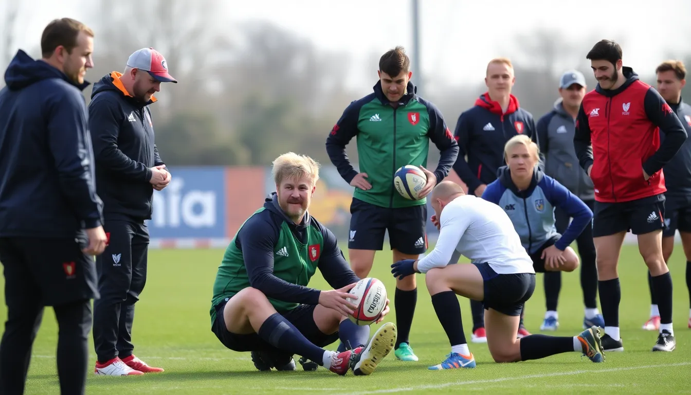Players from various Six Nations teams engage in a tense match, showcasing their skills and strategies as they prepare for the upcoming championship.