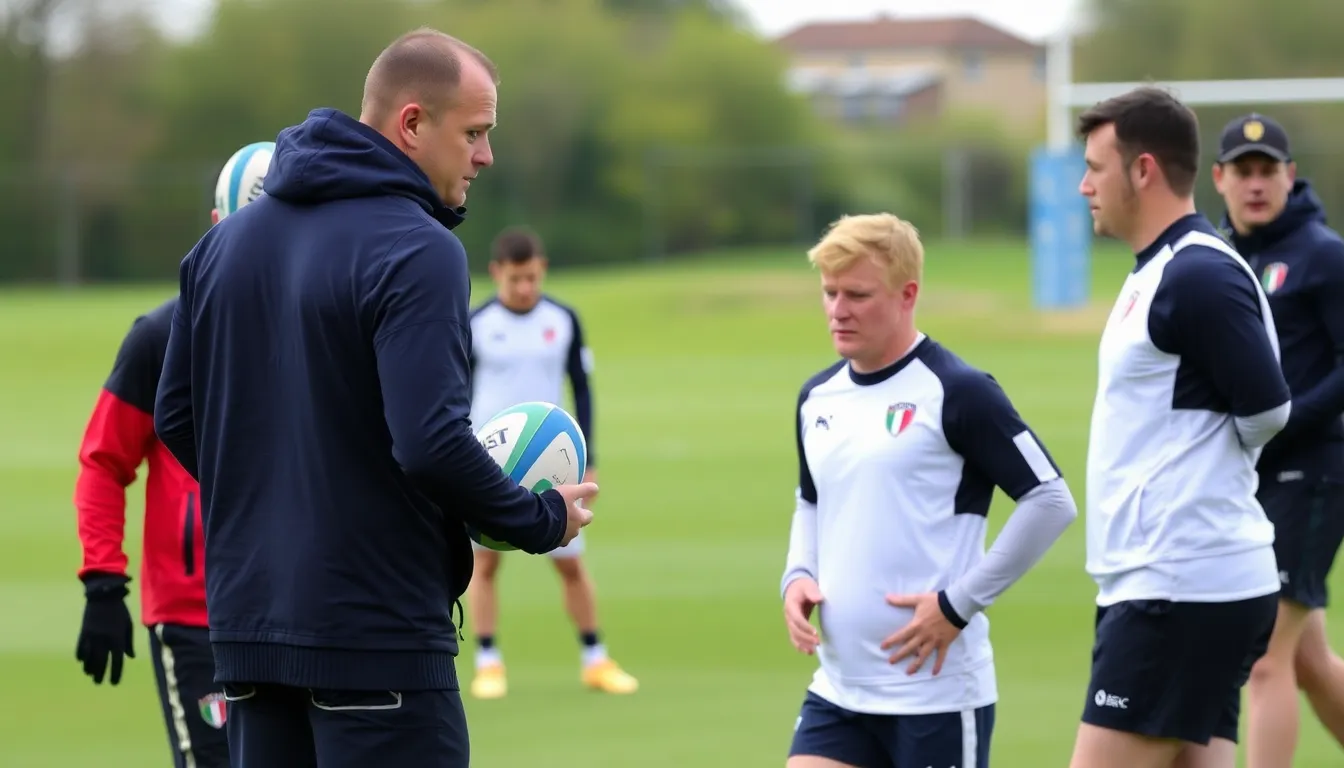 England's new head coach Steve Borthwick strategizing during a training session, aiming to revitalize the team for upcoming challenges
