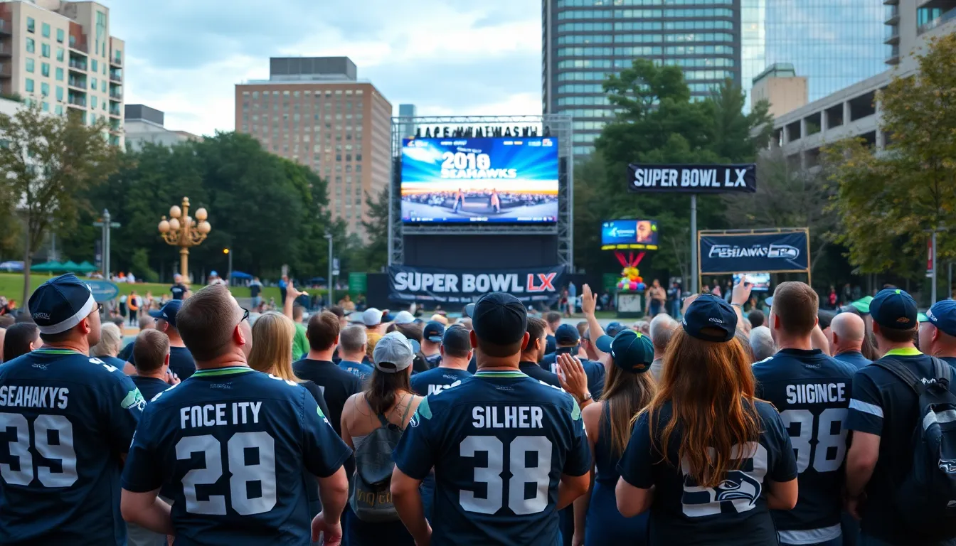 A group of friends gathered around a television, intently watching a Seahawks game while placing bets online and enjoying the excitement