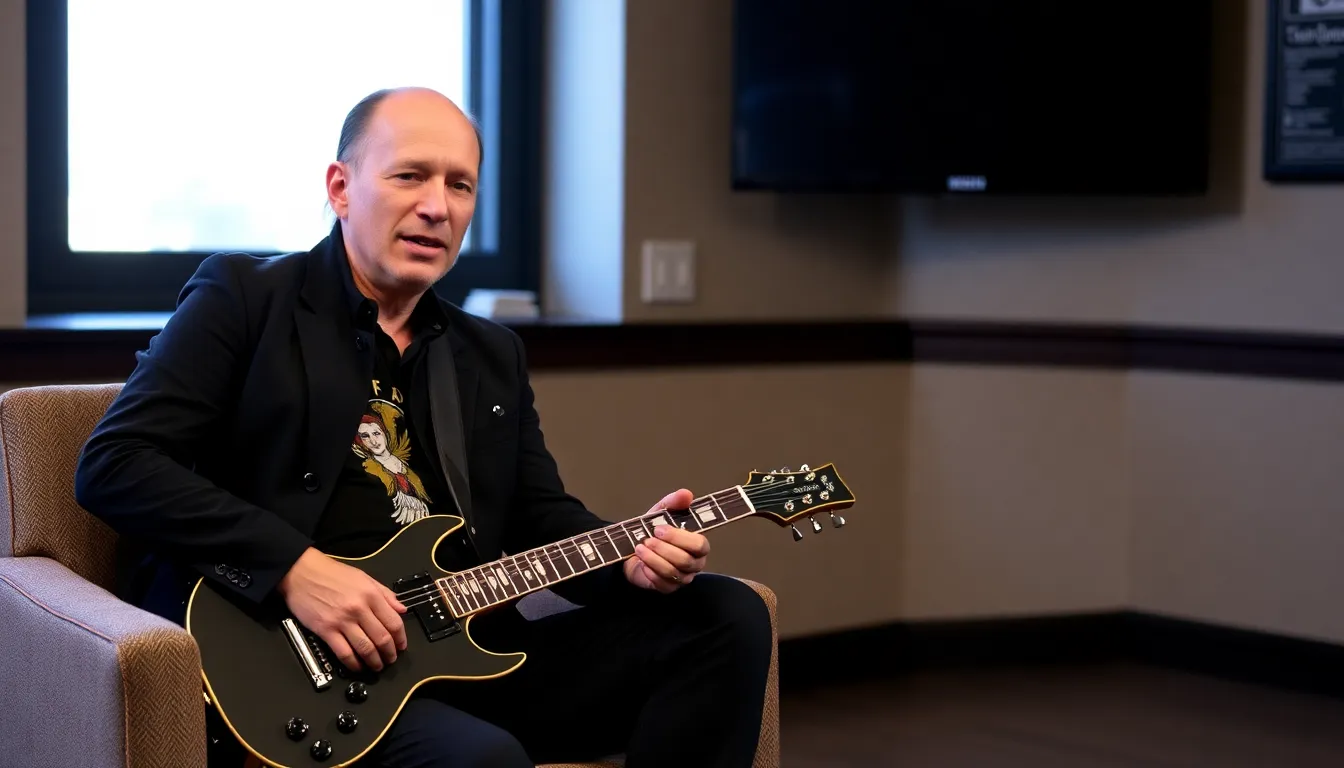 Tom Morello engaging with band members in a heartfelt conversation about their legacy and the sociopolitical themes in their music