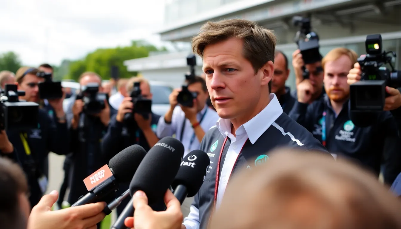 Toto Wolff speaks to reporters during a press conference about the ongoing controversy surrounding F1 compression ratio regulations.