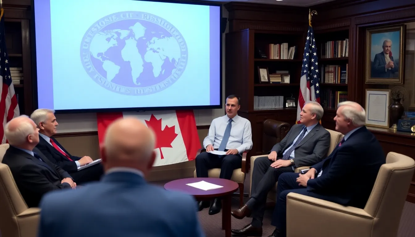 Former President Donald Trump delivering a speech criticizing the bipartisan initiative to end tariffs, showcasing his influence on Republican lawmakers