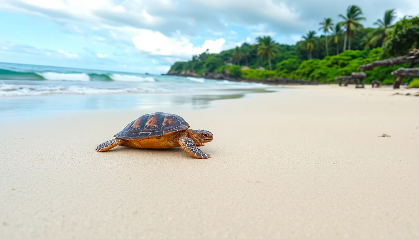 A group of giant tortoise hatchlings is being released into the lush vegetation of Española Island, marking their return after nearly 200 years of absence.