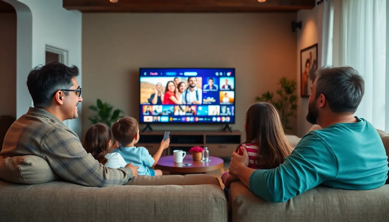 A vibrant scene of a bustling film set where traditional creators and AI tools work together to produce a new television show