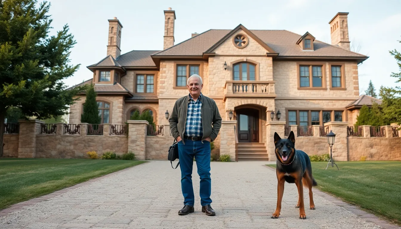 A lavish mansion with a highsecurity gate and surveillance cameras stands prominently in a wealthy neighborhood, illustrating the trend of ultrarich homeowners investing in elaborate safety measures.