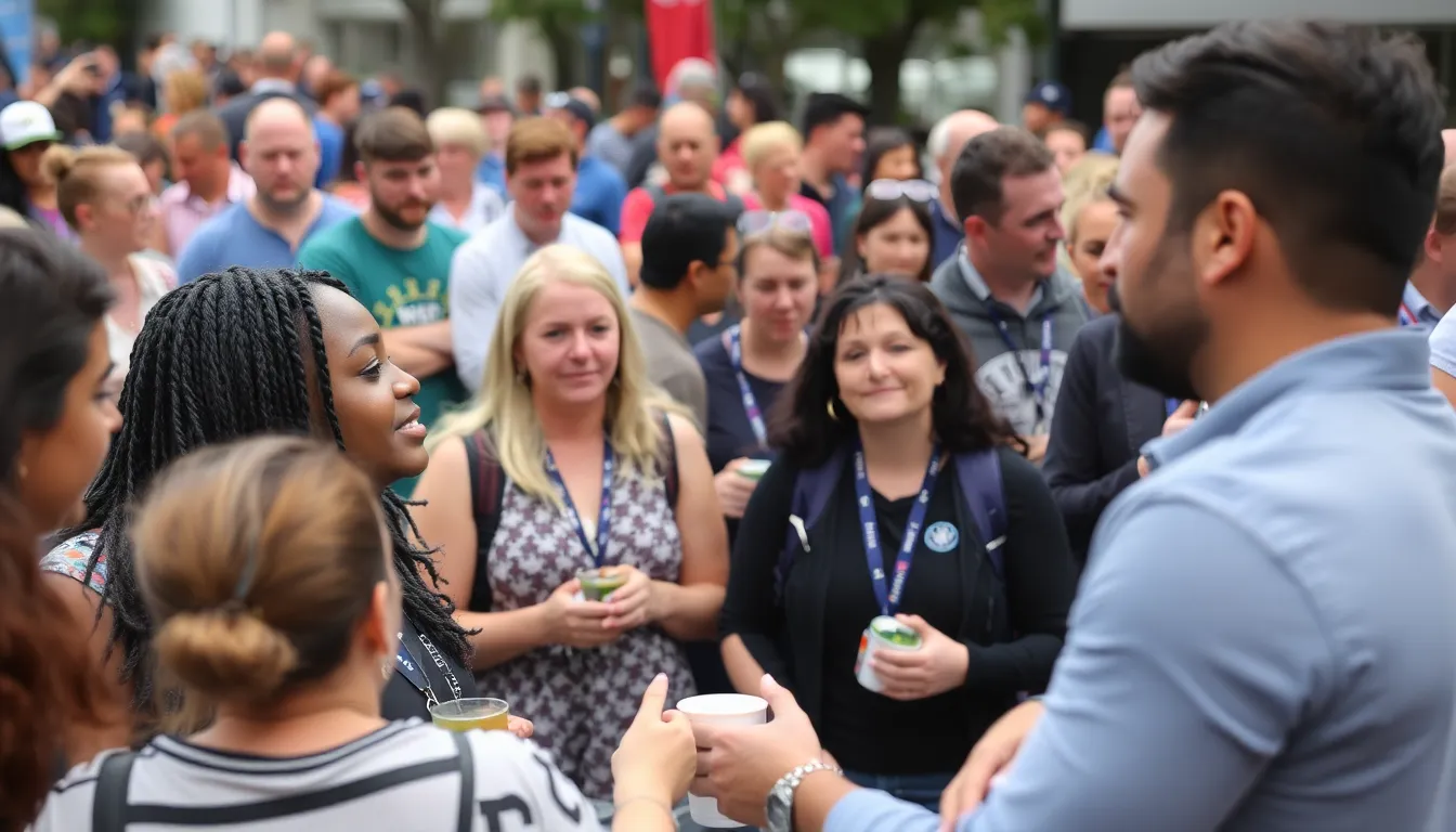 A vibrant crowd of fans passionately discusses their opinions on the Women's Super League, highlighting the growing engagement in women's football