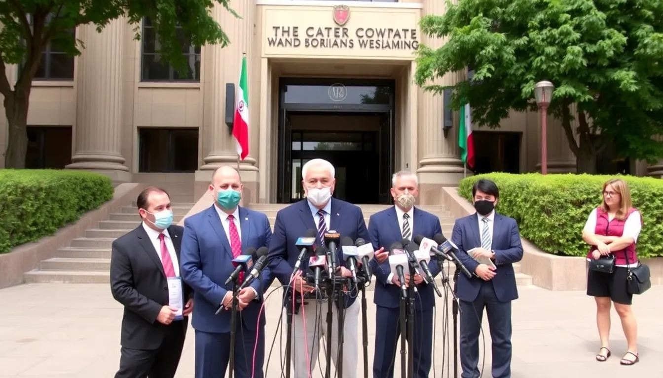A group of Iranian nationals stands outside an Australian embassy, expressing their disappointment and concern over the newly imposed sixmonth travel ban.
