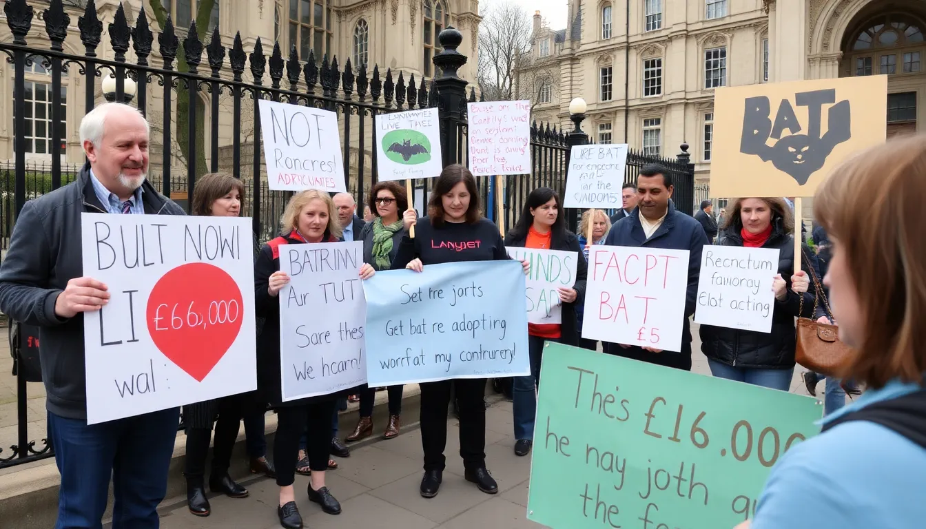 A group of concerned local residents gathers at a community meeting to discuss the rising costs and challenges of rehoming bats in light of a proposed housing development in Somerset.
