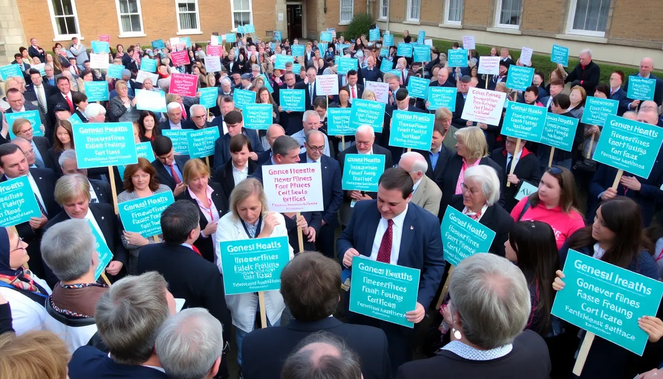 A group of general practitioners gathers at a conference, discussing the importance of fit notes for mental health concerns and advocating for better support for patients.