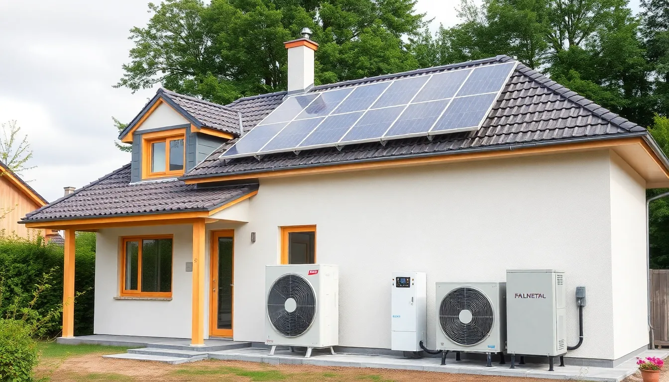 A rooftop adorned with plugin solar panels, symbolizing the growing trend of homeowners generating their own renewable energy for sustainable living