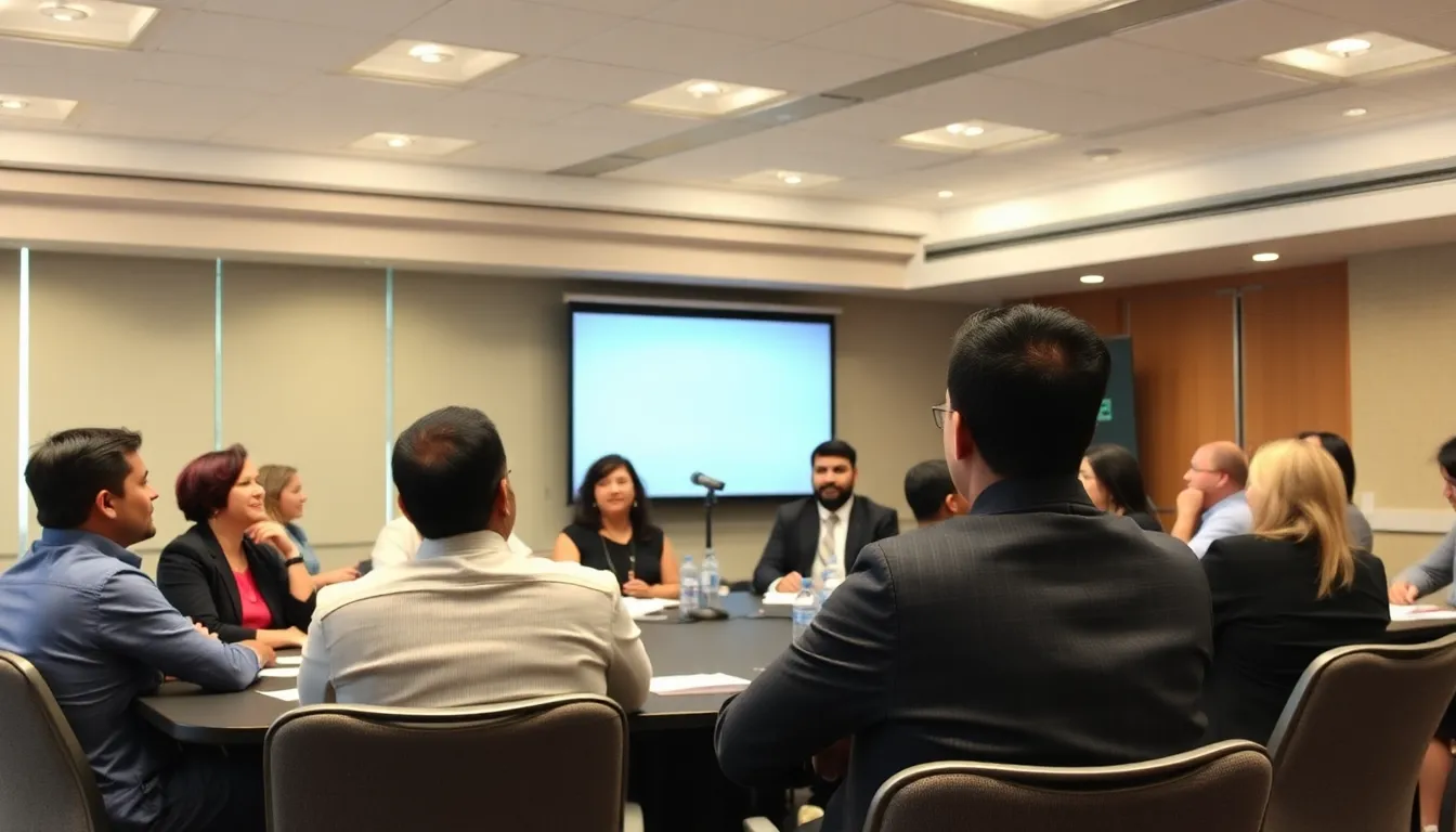 A group of business owners gathers at a roundtable discussion, expressing concerns about the impact of recent immigration policy changes on their ability to hire skilled workers.