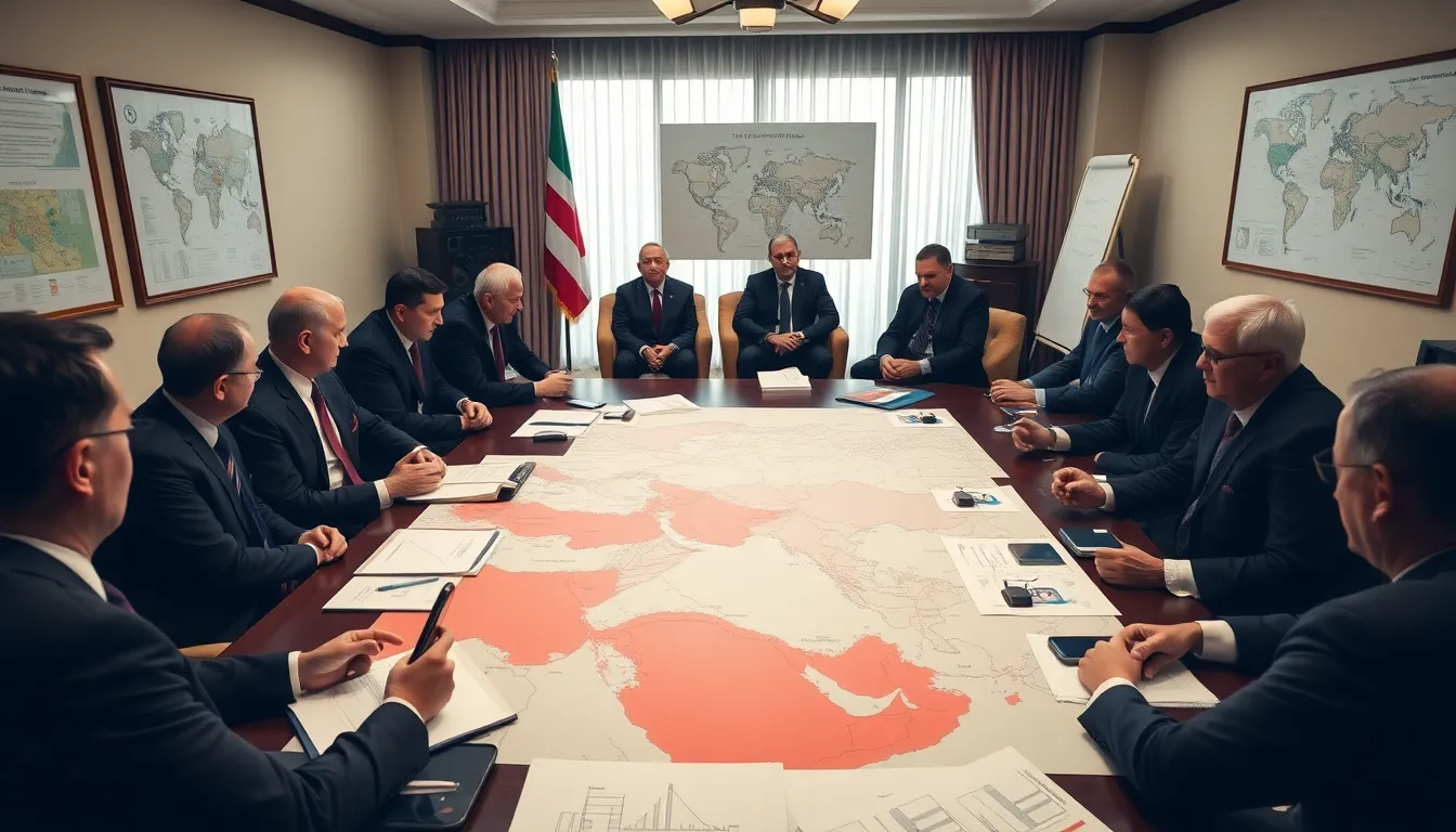 A group of officials from China discusses energy strategies in a conference room, highlighting the nation's response to the global energy crisis caused by the Iran war.