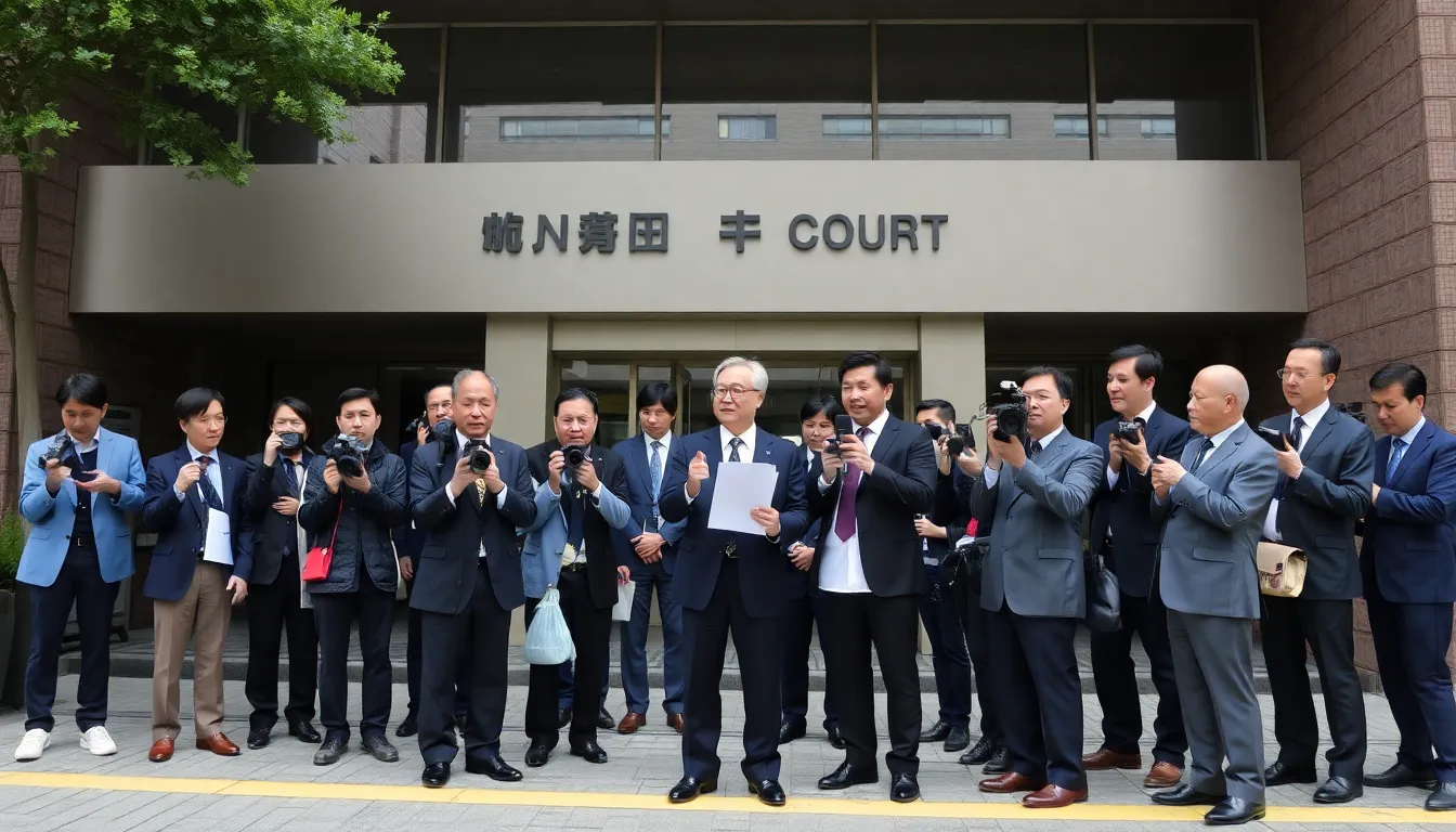 Protesters gathered outside a courthouse, holding signs advocating for the rights of individuals affected by the Unification Church's practices