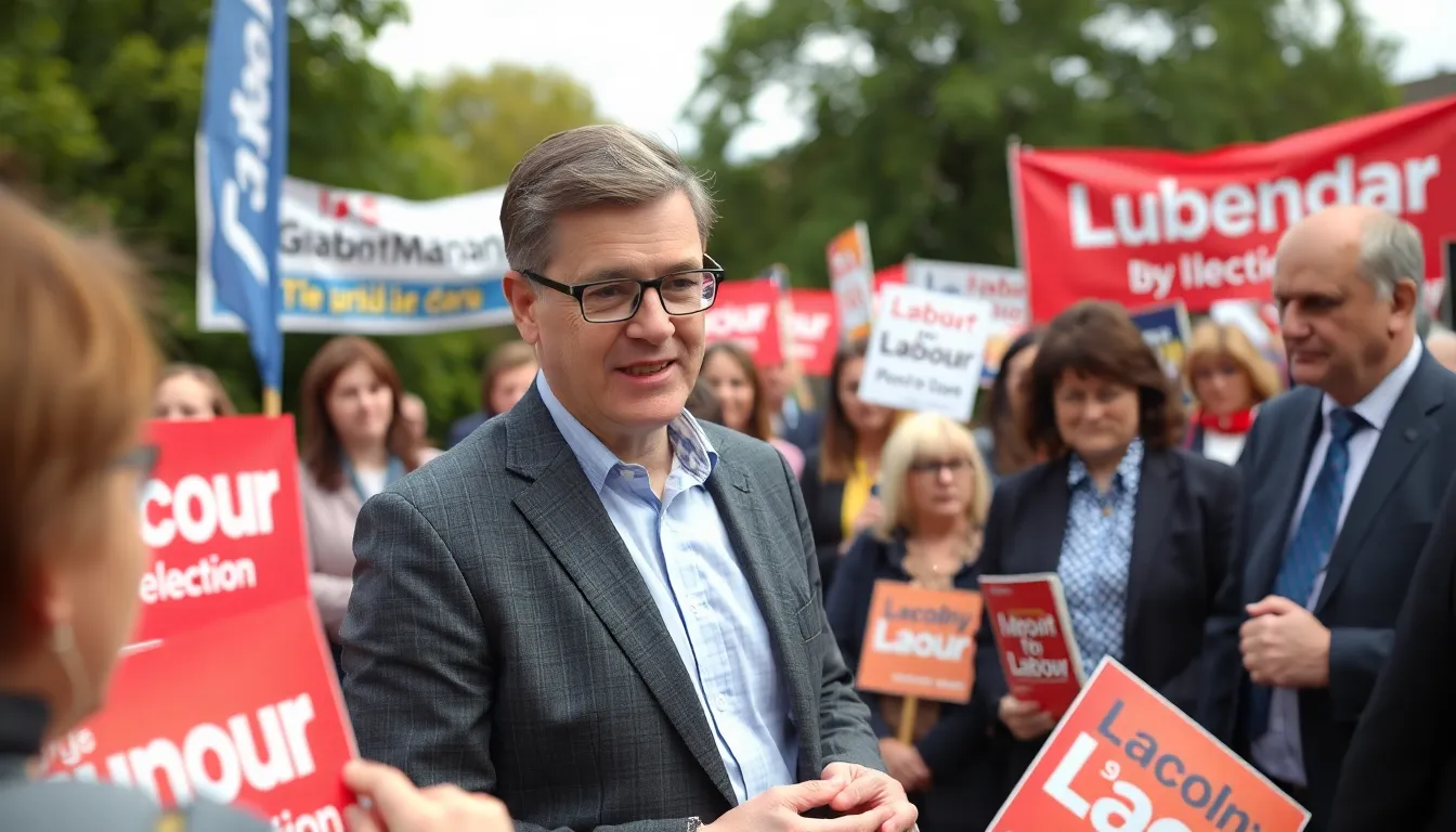 A political rally emphasizing the importance of candidate appeal and local issues in shaping voter preferences during byelections