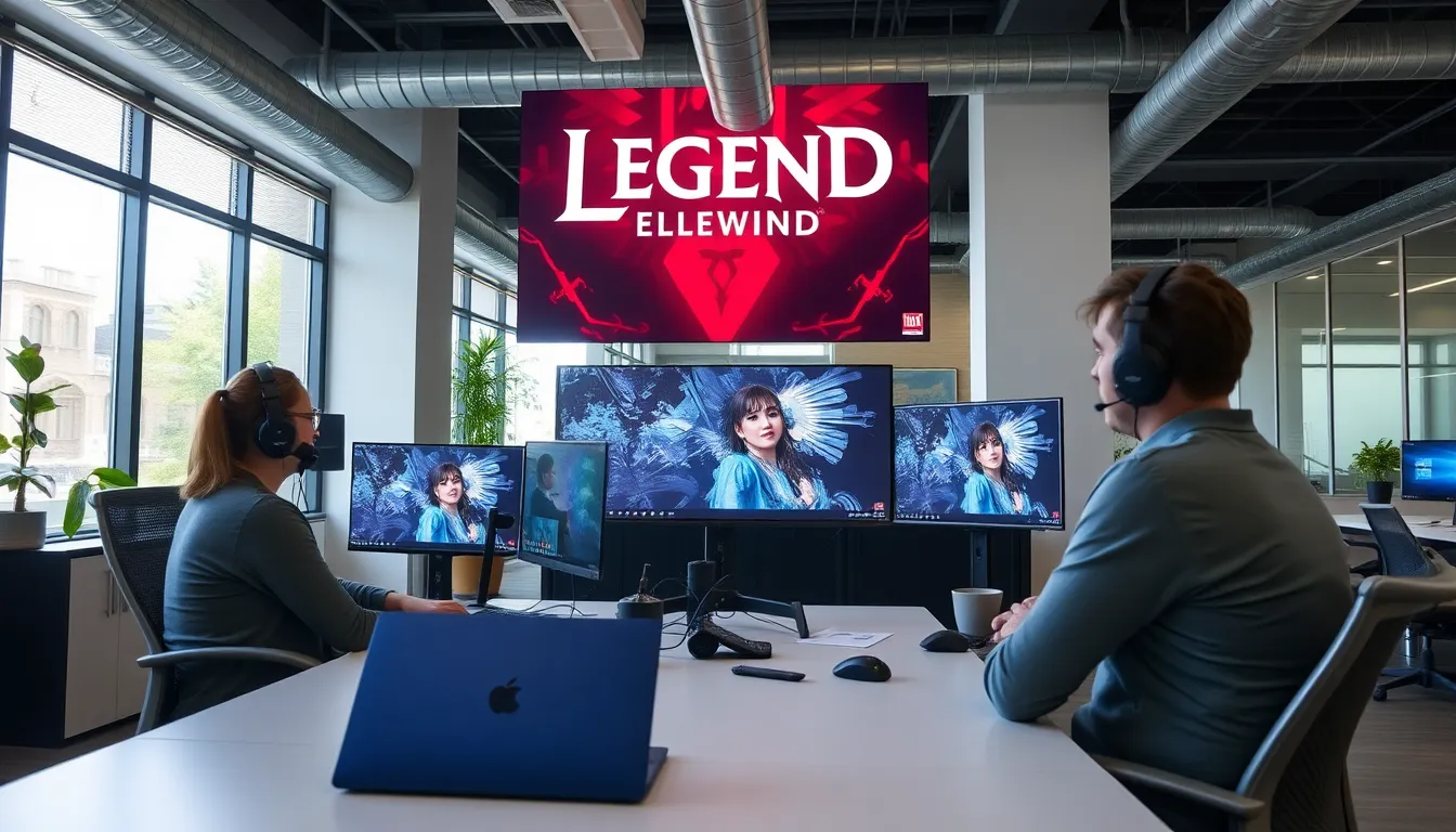 A group of gamers gathers around a computer, discussing recent updates and technical issues related to Legends ReWritten, with expressions of concern and frustration visible on their faces.